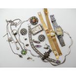 A collection of silver costume jewellery and watches Condition Report: Not available for this lot