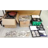 A lot comprising three boxes of cased and loose cutlery and cutlery boxes Condition Report: