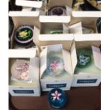 Eight Caithness paperweights with boxes and certificates Condition Report: Available upon request