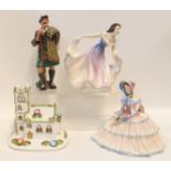 Three Royal Doulton figures including The Laird, Day Dreams and A Gypsy Dance together with a
