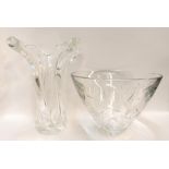 A French clear Art Glass vase and an Edge crystal bowl Condition Report: Available upon request