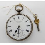 A silver John Forrest open face pocket watch, hallmarked Chester 1891 Condition Report: Not