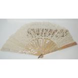 A vintage mother of pearl hand fan in case Condition Report: Available upon request