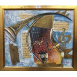 VARLEY Musical montage, signed, oil on canvas, 50 x 60cm Condition Report: Available upon request