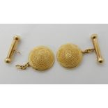 A pair of bright yellow metal rope pattern domed cufflinks (af) weight 7.1gms Condition Report: