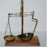 A set of brass scales by G & B Morvan with weights, 35cm high Condition Report: Available upon