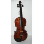 A violin with interior paper label, The Maidstone by Murdoch, 35cm, with bow and case Condition