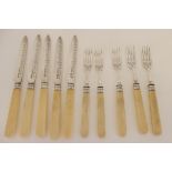 A part set (10) silver and bone handled fruit cutlery set by R F Mosely & Co (Robert Fead Mosley),