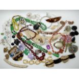 A collection of vintage costume jewellery to include, a French costume bracelet, possibly by Jean