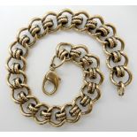 A 9ct gold fancy link bracelet hallmarked to every link, length 23cm, weight 36.6gms Condition