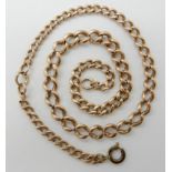 A 9ct rose gold Albert chain, hallmarked to every link, length 45cm, (bolt ring not gold) weight