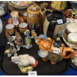 Assorted Goebel birds, two Satsuma vases, elephant shaped teapot, Wedgwood Signet Gold coffee set