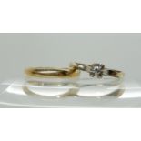 An 18ct gold diamond illusion set ring, size L1/2, weight 2.9gms, together with a 9ct gold wedding