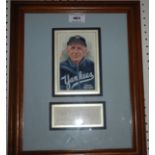 A Casey Stengel display comprising framed colour print and autograph, 30 x 24cm Condition Report: