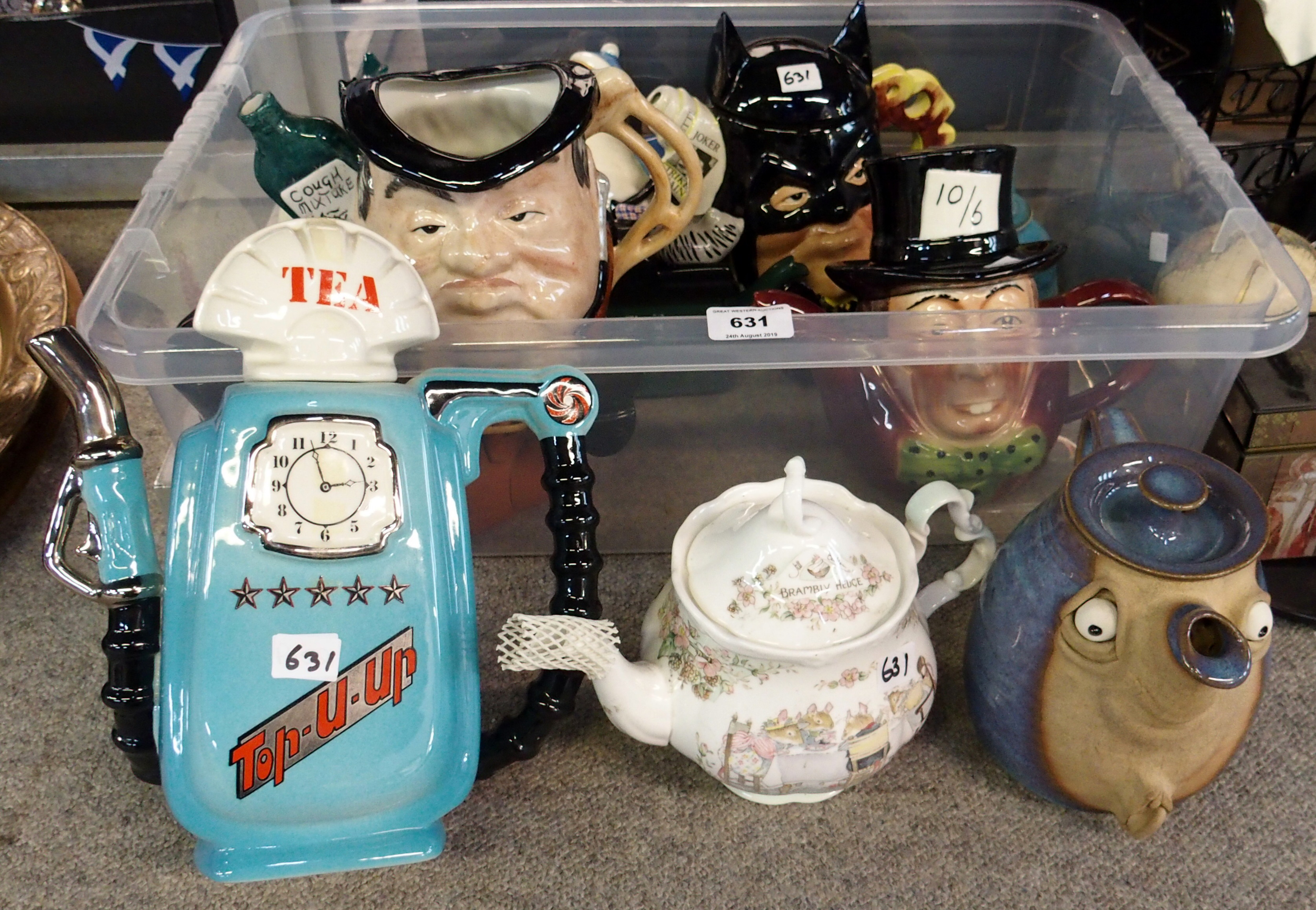 Pottery character jugs, novelty teapots and other ceramics Condition Report: Available upon request