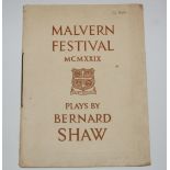 A MALVERN FESTIVAL PLAYS BY BERNARD SHAW PROGRAMME, 1929 autographed by George Bernard Shaw and