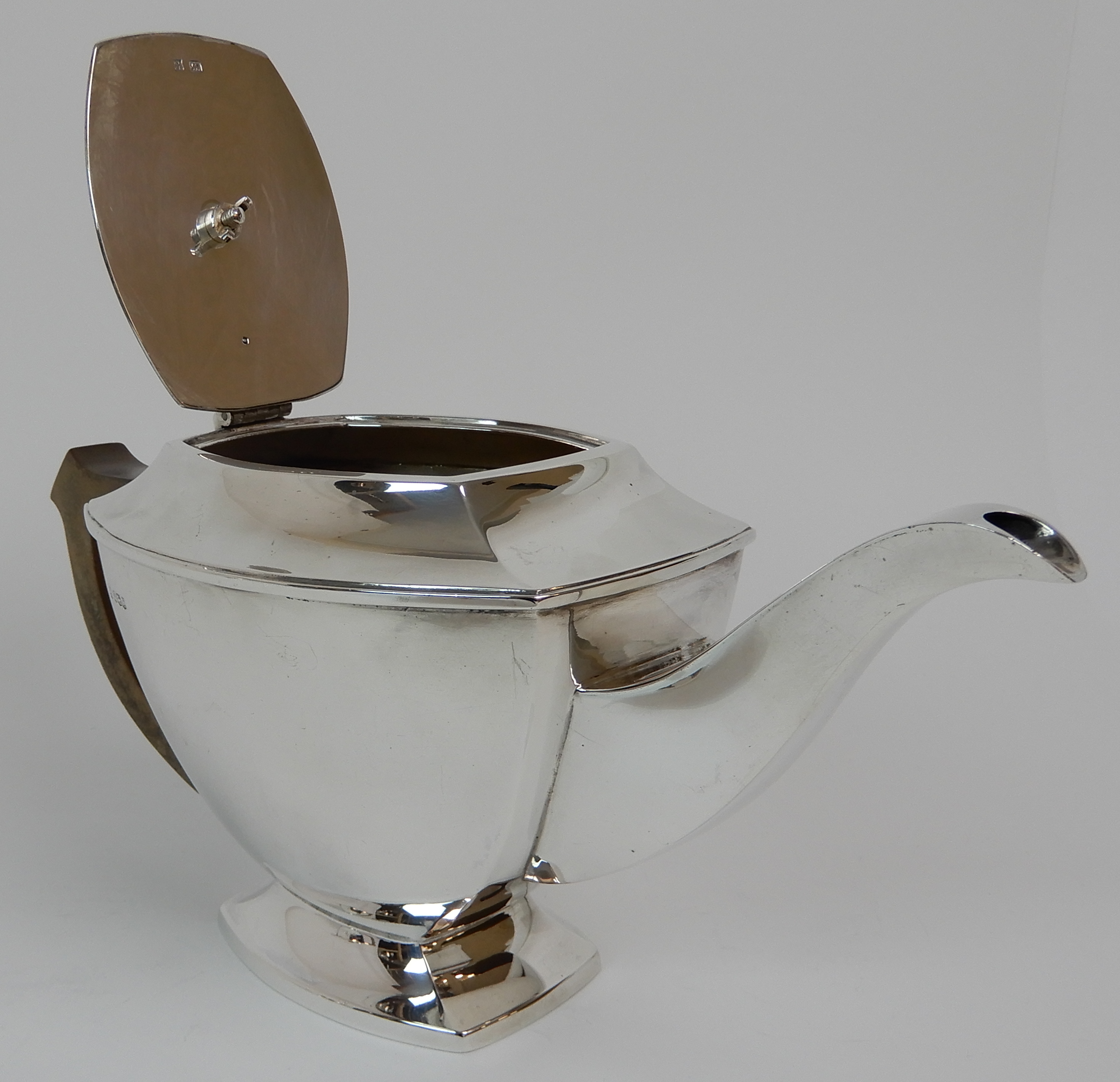 A FOUR PIECE SILVER TEA SERVICE by Cooper Brothers & Sons Limited, Sheffield 1936 and 1937 of - Image 8 of 10