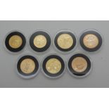 THE LONDON MINT "MAGNIFICENT SEVEN" GOLD COIN SET comprising; UK sovereign, Australia gold nugget,