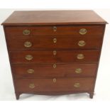 A VICTORIAN MAHOGANY SECRETAIRE CHEST with drop-front and fitted interior of drawers an pigeon