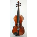 A ONE-PIECE BACK VIOLIN with interior paper label, Antonius Stradivarius Cremonenfis Faciebat Anno