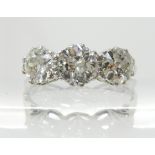 AN 18CT WHITE GOLD AND PLATINUM THREE OLD CUT DIAMOND RING estimated approx 1.45cts in total, in