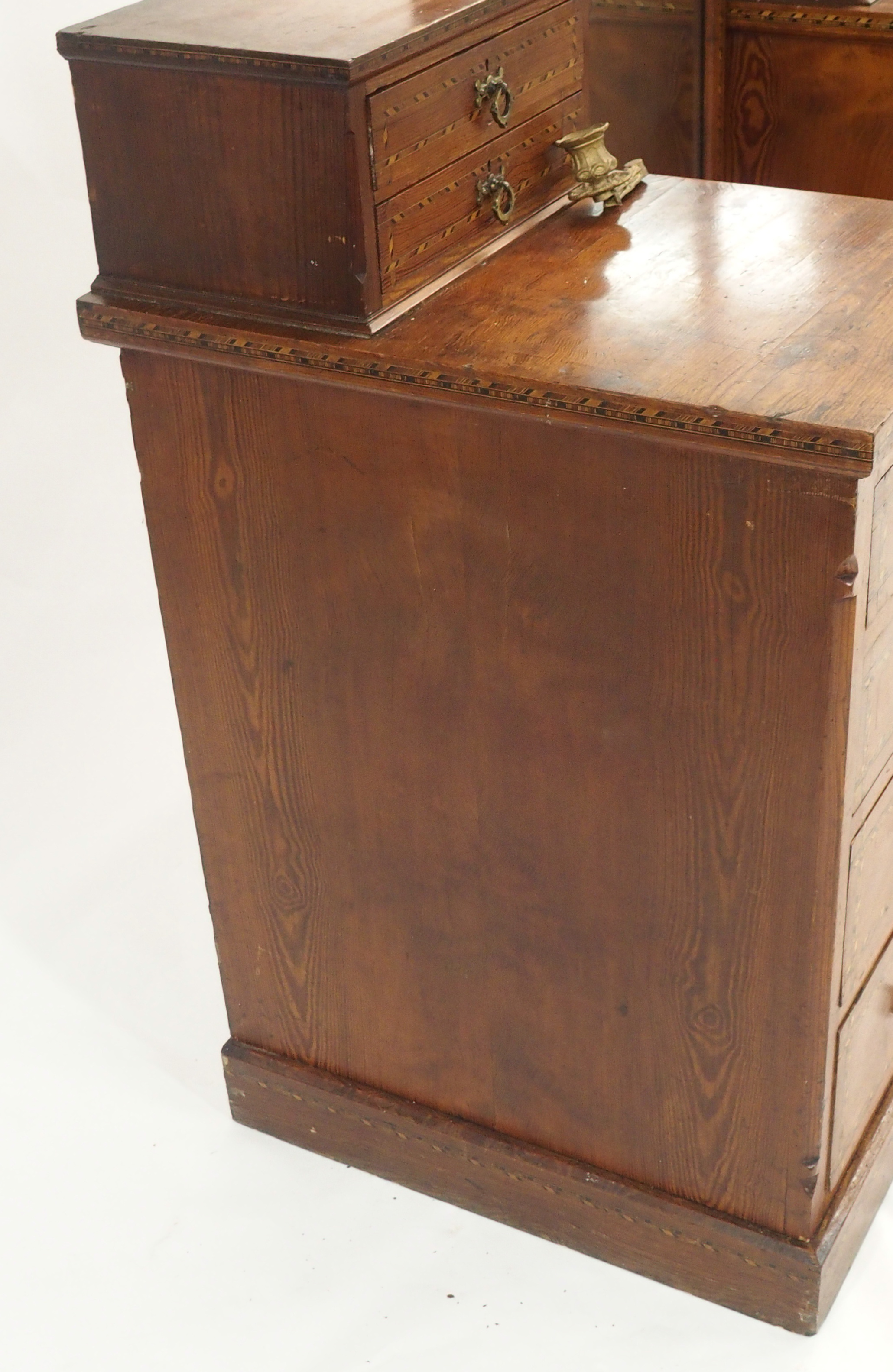 A VICTORIAN HOBBS OF LONDON PITCH PINE CHEVAL DRESSING TABLE with swivel mirror, the two pedestals - Image 4 of 6