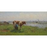 BERNARD ANTOINE VAN BEEK (DUTCH 1875-1941) DE ROODE KOE (THE RED COW) Oil on panel board, signed, 24