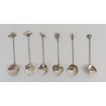 A CASED SET OF SIX NOVELTY SILVER COFFEE SPOONS by Liberty & Company, London 1897, the bowls
