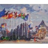 •JAMES FULLARTON (SCOTTISH B. 1946) FLAGS AT TREBEURDEN Mixed media, signed, 24.5 x 29.5cm (9 1/2