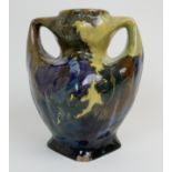 A ROZENBURG DEN HAAG TWIN HANDLED VASE decorated with poppies in an aesthetic taste, painted marks