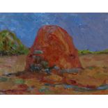 •GORDON COCKBURN (SCOTTISH B. 1944) RED HAYSTACK Oil on board, signed, 22.5 x 29cm (9 x 11 1/2")