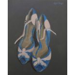 •ALEXANDRA GARDNER (SCOTTISH B. 1945) PUTTY PINK AND BLUE SHOES Oil on canvas, signed, 30 x 24cm (11