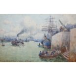 DAVID SMALL (SCOTTISH 1846-1927) CLYDE STREET FERRY, 1861 Watercolour, signed, inscribed with