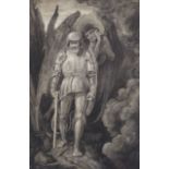 JOHN DUNCAN RSA, RSW (SCOTTISH 1866-1945) ST MICHAEL AND THE DEVIL Watercolour, grissaille, signed