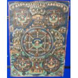 THREE TIBETAN MANDALA THANGKAS in enamel colours on canvas , 92 x 68cm, 60 x 47cm and 48 x 37cm (