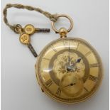 AN 18CT GOLD OPEN FACE POCKET WATCH by W. Flynn & Son, London, hallmarked Chester 1889, with gold