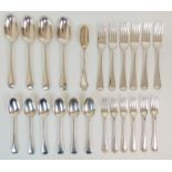 A PART SILVER CUTLERY SET by Elizabeth & John Eaton, London 1862, in the beaded pattern comprising