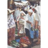 •CLIVE MCCARTNEY (BRITISH B. 1960) RAFFRAN MARKET, TANGIER Oil on panel board, signed, 29 x 20cm (11