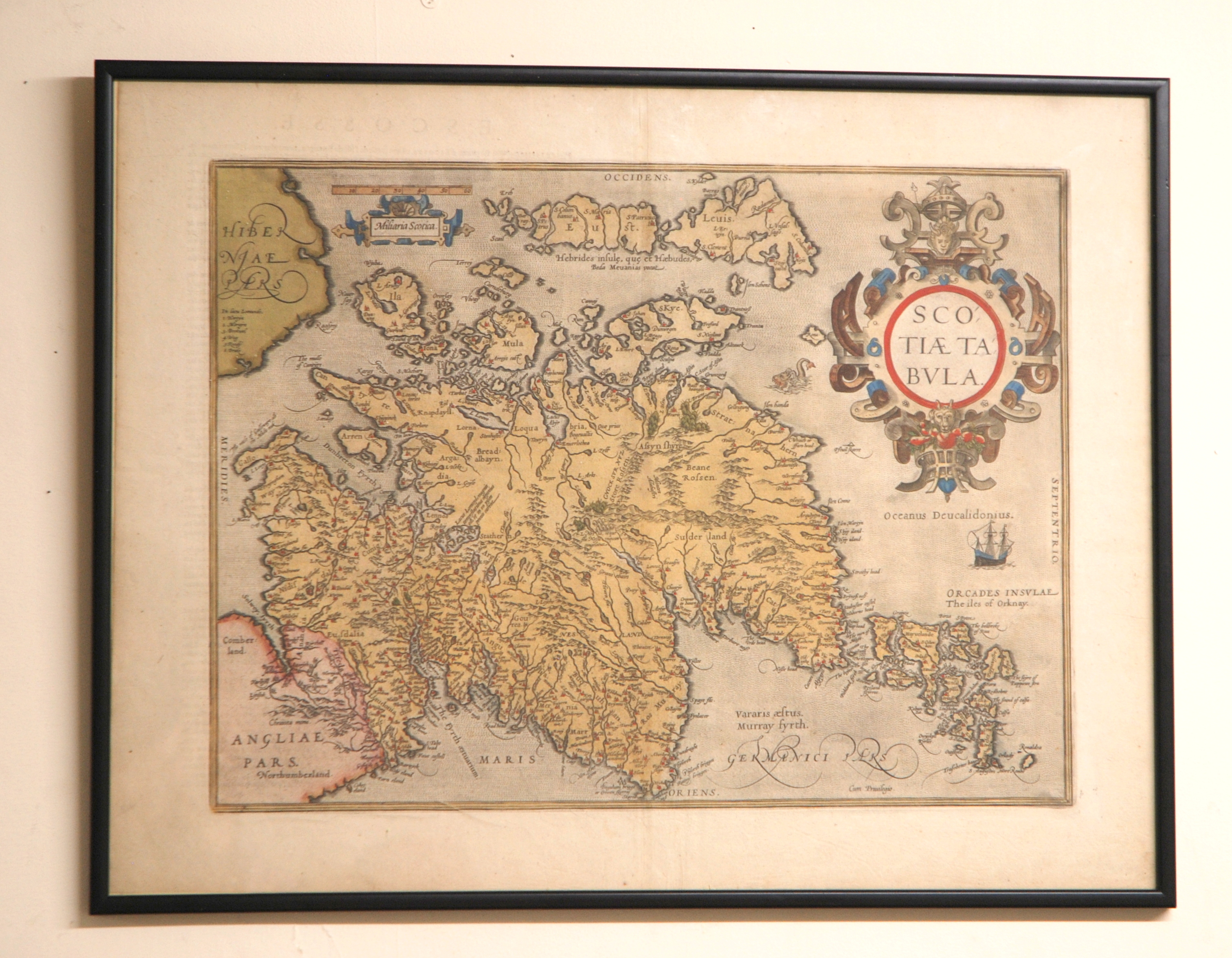 AFTER ABRAHAM ORTELIUS, SCOTIAE TABULA hand-coloured, images 35 x 46cm, 46 x 59cm overall, framed - Image 5 of 7