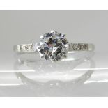 AN 18CT GOLD AND PLATINUM SOLITAIRE DIAMOND RING central old cut diamond estimated approx 0.70cts,