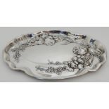 AN EDWARDIAN SILVER TRAY by Williams (Birmingham) Limited, Birmingham 1908, of oval form with raised