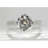 A PLATINUM DIAMOND CLASSIC SOLITAIRE RING with a valuation certificate from point of purchase Mr