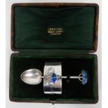 A CASED TWO PIECE ART NOUVEAU SILVER CHRISTENING SET by Liberty & Company, Birmingham 1906 and