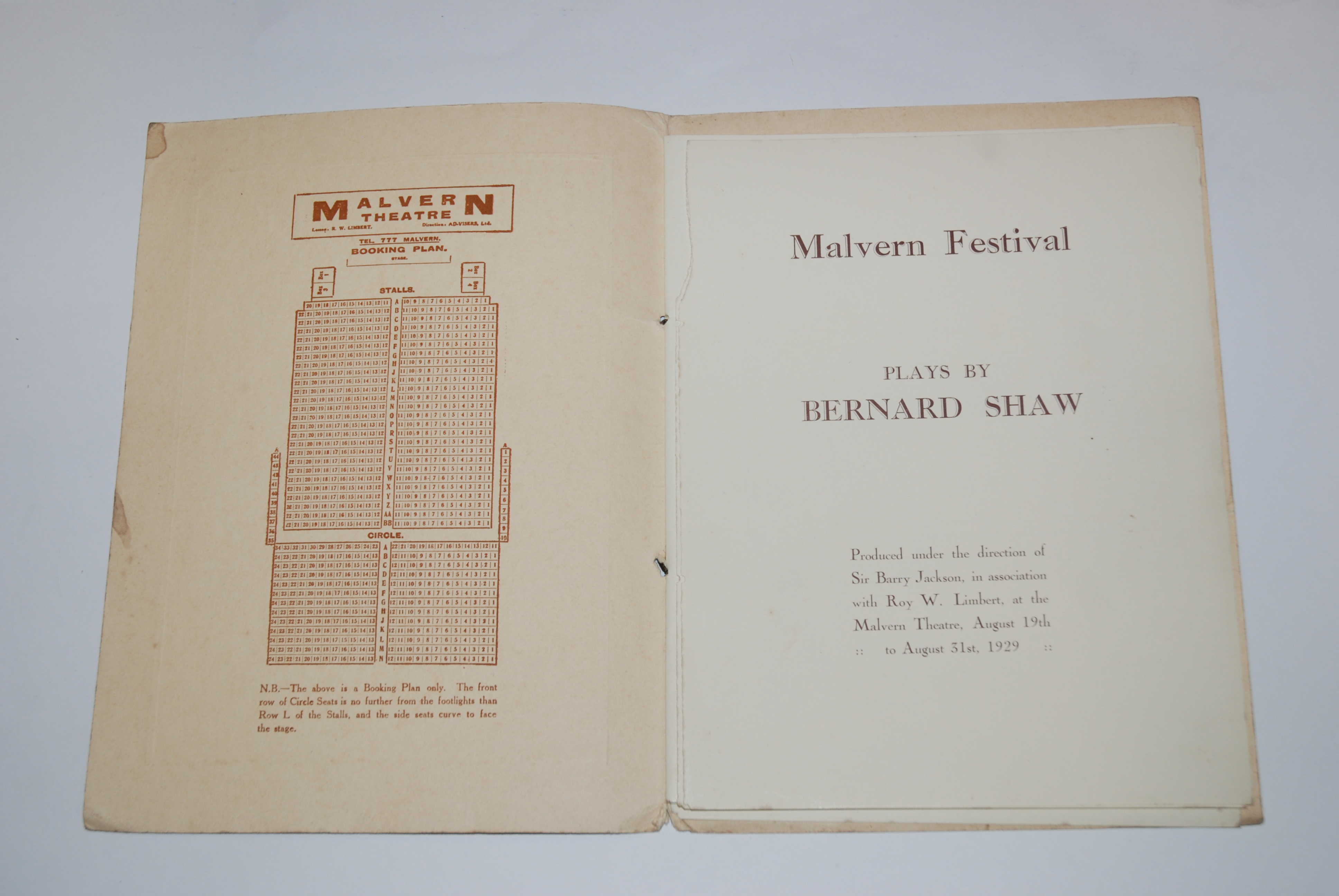 A MALVERN FESTIVAL PLAYS BY BERNARD SHAW PROGRAMME, 1929 autographed by George Bernard Shaw and - Image 2 of 5