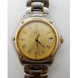 A GENTS 18CT AND STAINLESS STEEL EBEL 1911 WRISTWATCH with gold coloured dial gold coloured Roman