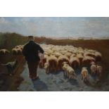 DUTCH SCHOOL (19TH CENTURY) SHEPHERD AND HIS FLOCK Oil on canvas, 25.5 x 35.5cm (10 x 14") Condition