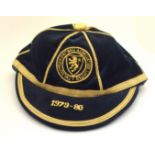 A BLUE SCOTLAND V. BELGIUM INTERNATIONAL CAP, 1979-80 The above cap was presented to Frank Gray