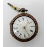 A GEORGIAN PAIR CASED POCKET WATCH IN TORTOISESHELL CASE the verge movement signed C. Charles