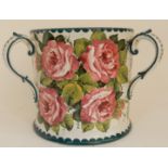 AN OVERSIZED WEMYSS TYG painted with cabbage roses, impressed and painted marks to base, 24cm high