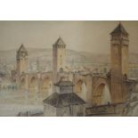 •WILLIAM SIDNEY CAUSER RI, RBSA (BRITISH 1876-1958) CAHORS Watercolour and pencil, signed and